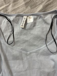 Blue Ribbed Crop Top + free gift