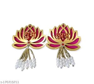 Lotus with SUBH LABH Pair HANGINGS for Home Decor,