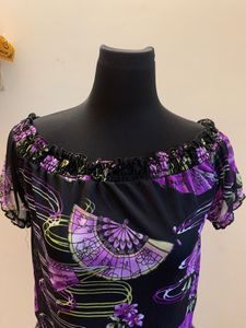 Y2k Purple Floral Off-Shoulder Top