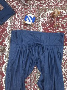Navy Colour Suit Salwar With Orange Dupatta