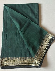 Emerald Green Saree with Gold Border