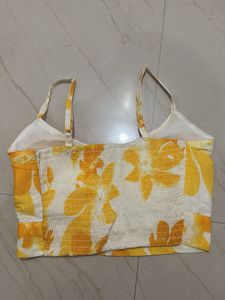 Yellow Floral shirt with crop top