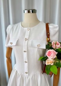 Chic White Tweed Dress