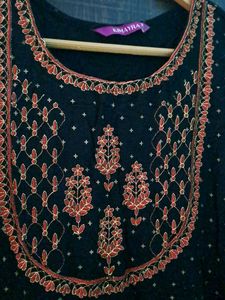 Embroidered Black Maxi Dress