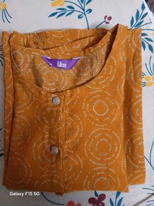 Libas Mustard Printed Kurti Size XS