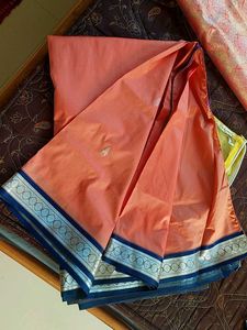 Original Banarasi Silk With Blue Border Zari Work