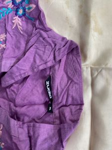 Purple Embroidered Tunic Dress/Kurta