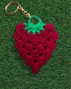 Crochet Strawberry Keychain