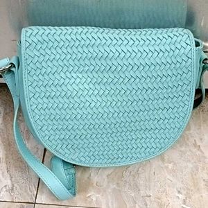 Woven Leather Saddle Bag