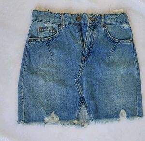 Distressed Denim Mini Skirt