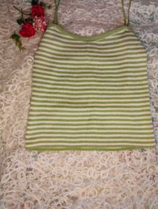 Green Striped Knit Cami