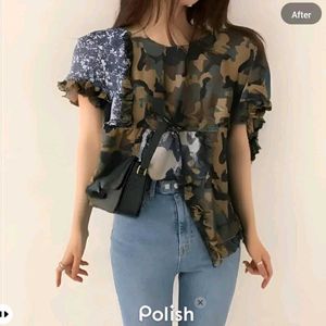 New With Tag Ruffled Korean Top
