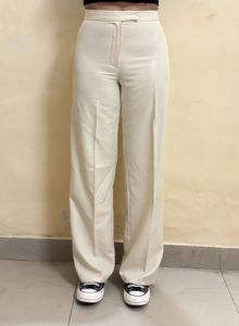 Cream straight fit Trousers Korean Pants