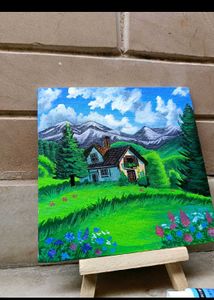 Mini Aesthetic Landscape Painting With Stand
