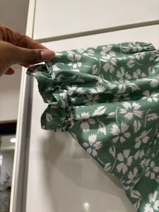 Green floral midi dress with slit