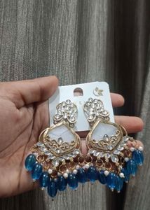 Elegant Blue Beaded Drop Earrings