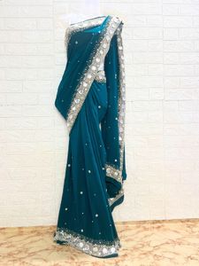 Green Motis And Stones Work Like New Saree