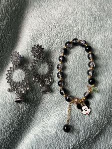 Bracelet And Oxidised Earrings