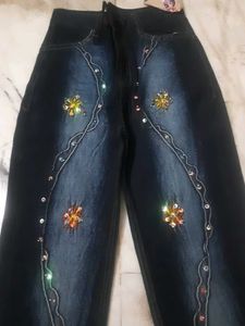 Embroidered Blue Jeans