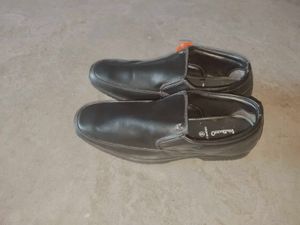 Black Leather Slip-On Dress Shoes