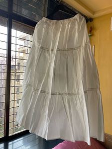 white cottagecore maxi skirt