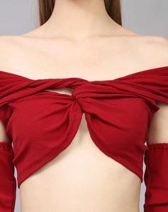 Chic Red Off-Shoulder Crop Top Size-S and L