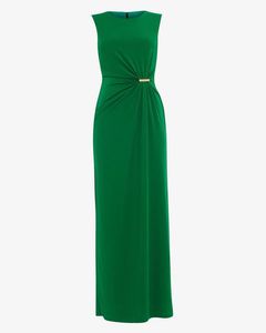 Emerald Green Maxi Dress with Gold Detail