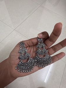 Elegant Silver Tone Dangle Earrings