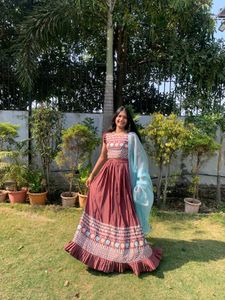 Lengha With Thread Embroidery