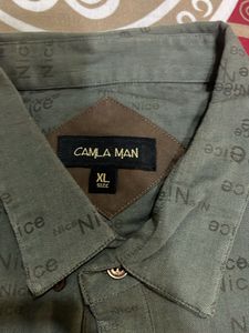 Olive &#39;Nice&#39; Print Shirt