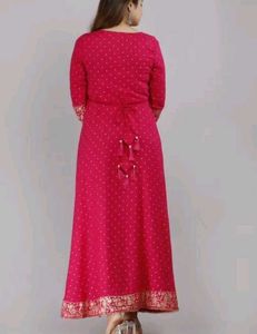 Pink Embroidered Anarkali Kurti