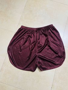 Burgundy Satin Cami &amp; Shorts Set