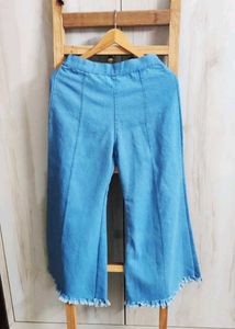 Denim Flare Pants with Frayed Hem waist -28