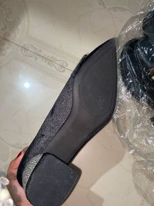 Black Rhinestone Pointed Block Heels