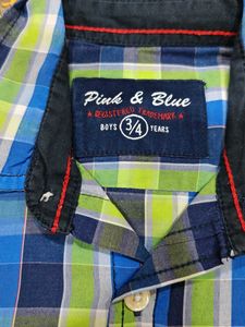 Boys Pink &amp; Blue Plaid Shirt
