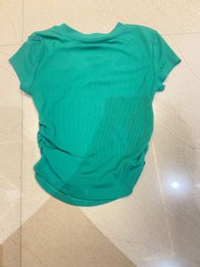 Cider Green Ruched V-Neck Top