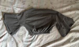Gray Ruffle Sleeve Top