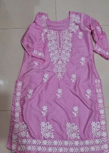 Pink Embroidered Kurti Pant
