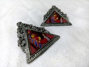 Rajasthani Hand Printed Triangle Earrings
