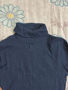 Navy Turtleneck Knit Dress