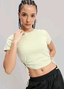 Light Green Drawstring Crop Top