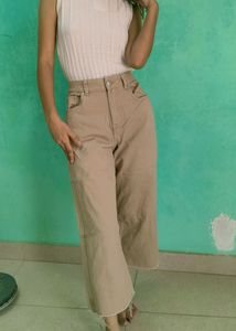 Korean Wide Leg Biege High Waisted Jeans🤍✨