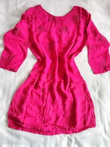 Pink Embroidered Neck Kurti ❣️