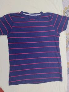 Coral &#39;Future&#39; Graphic and Blue Striped tee