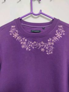 Purple Embroidered Sweater