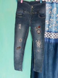 Patched Denim Jeans