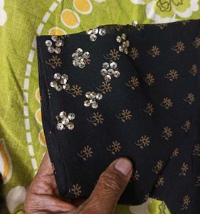 Elegant Black Sequin Work Saree (Georgette)