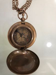 Vintage Brass Compass With Leather Case