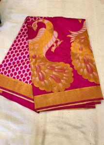 Elegant Pink Peacock Saree
