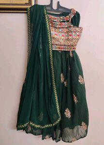 Green Embroidered Lehenga Choli